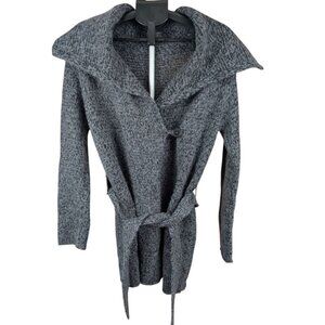 Women's Retro Cardigan Sweater Small Belted Acrylic Wool Alpaca Button w Shank